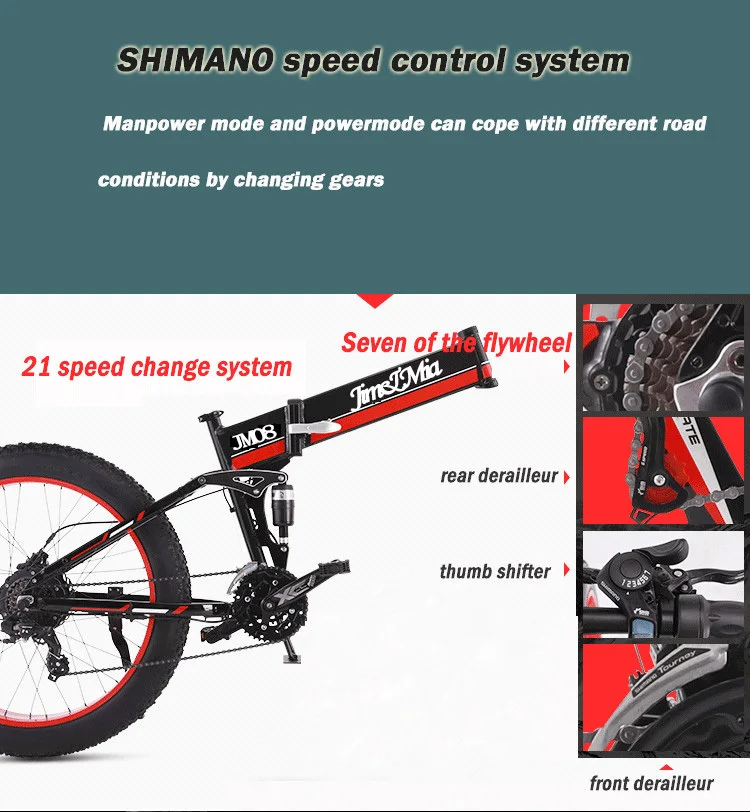 Electric Snow Scooter Adults Two Wheels Electric Bicycles Fat Tires Smart Folding Off Road Electric Bike (8)