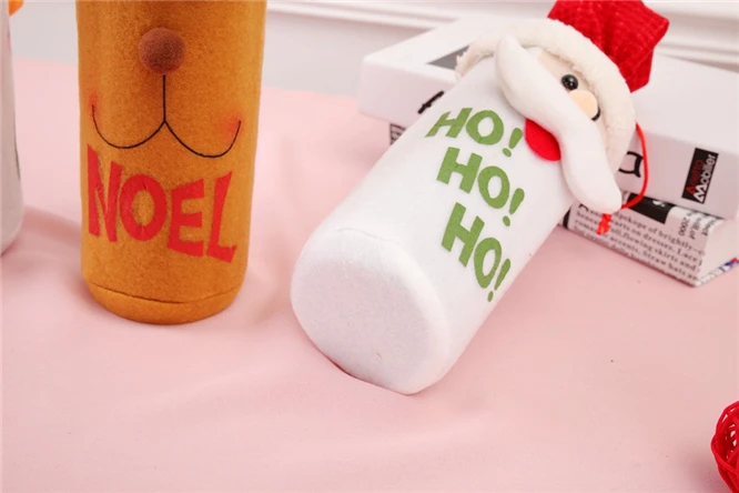 50pcs Red Wine Bottle Cover Bags Decoration Home Party Santa Claus Snowman Christmas Packaging Merry Christmas Decoration