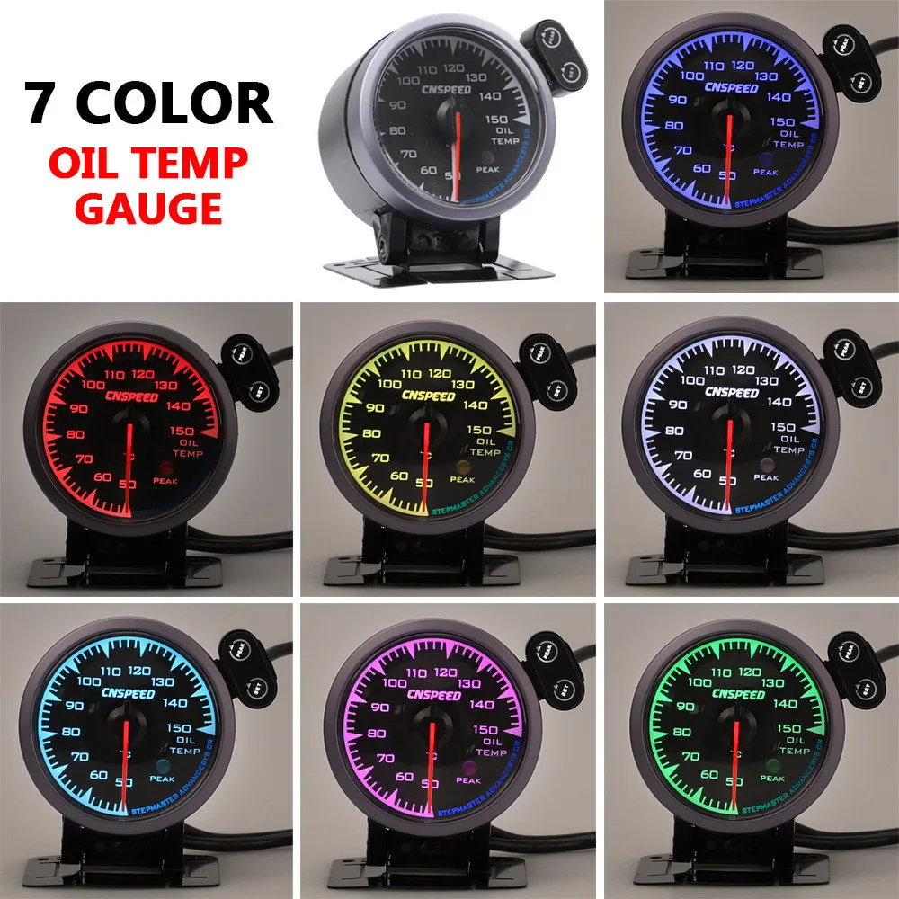 

2019 New Oil Temperature Gauge 2in/52mm Oil Temperature Gauge Digital 7 Color Analog With Sensor And Bracket Professional