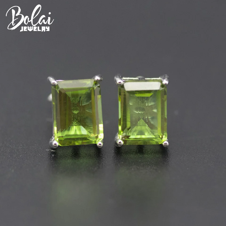 

Bolai zultanit stud earrings 925 sterling silver emerald cut 8*6mm created diaspore color change gemstone jewelry for women girl