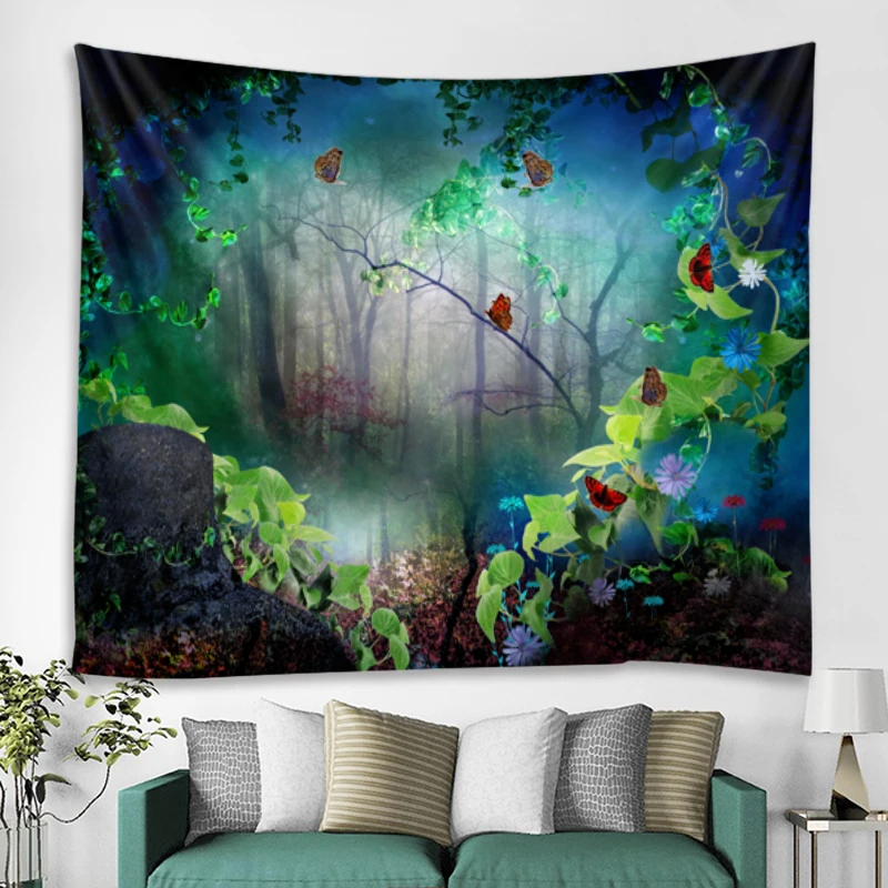 Fantasy Garden Landscape Tapestry Art Deco Blanket Curtain Hanging Home Bedroom Living Room Decoration
