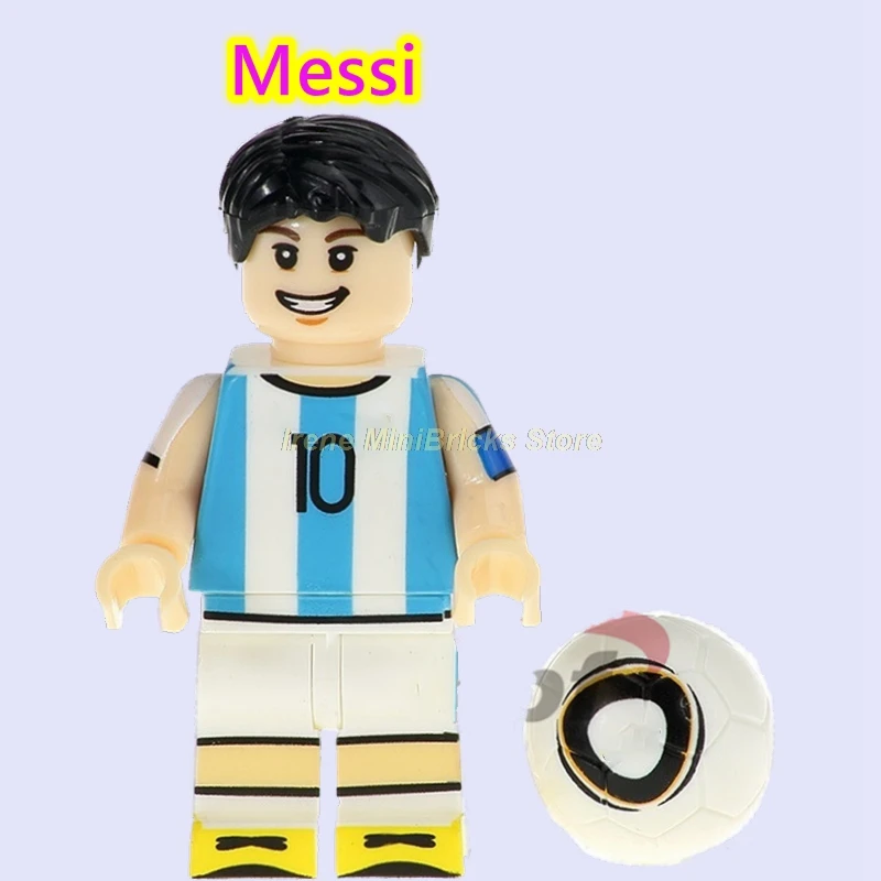 Football Player Cristiano Ronaldo Neymar Beckham Kobe Bryant Messi Pogba Modric Labron James Toys For Children Building Blocks - Цвет: Messi