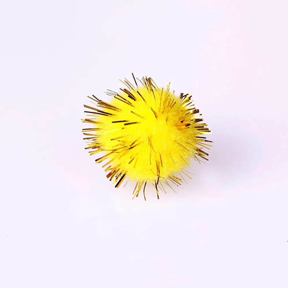 1pcs Pet Cat Toy Cats Colored Plush Ball Toy For Puppy Cats Interactive Playing Chew Toy Ball For Pet Cat Training