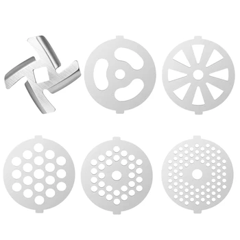 

Hot TOD-6 Pcs Stainless Steel Meat Grinder Plate Discs Grinding Blades for Stand Mixer and Meat Grinder Attachment
