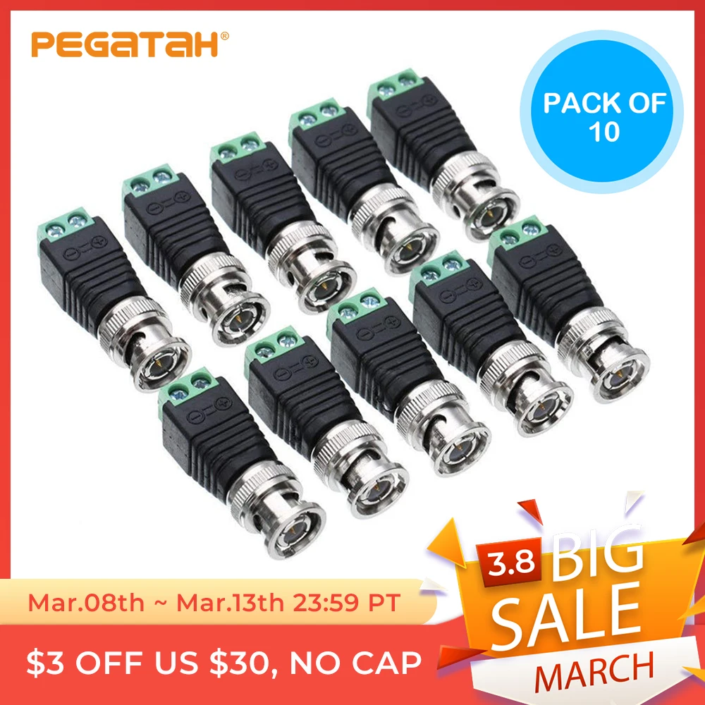 Obtenga esto Conectores BNC DIY para videovigilancia, Cables Coaxial/Cat5/Cat6 BxKDqODD