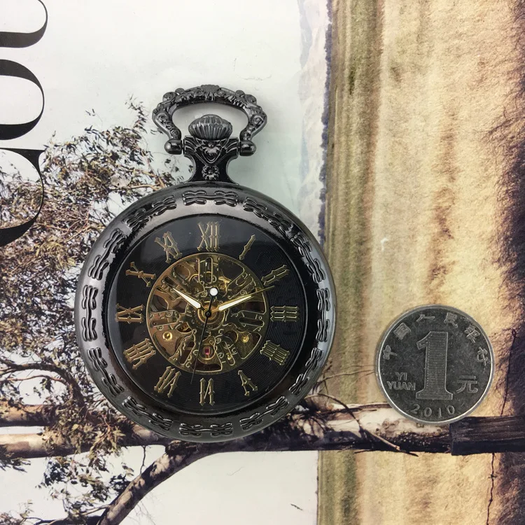 Полые механические карманные часы стимпанк Скелет Мужские антикварные Роскошные брендовые ожерелья карманные часы цепочка