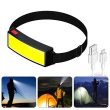 Mini lampe frontale Portable à LED COB, avec batterie de 1000ma, Rechargeable par USB, éclairage de Camping en plein air