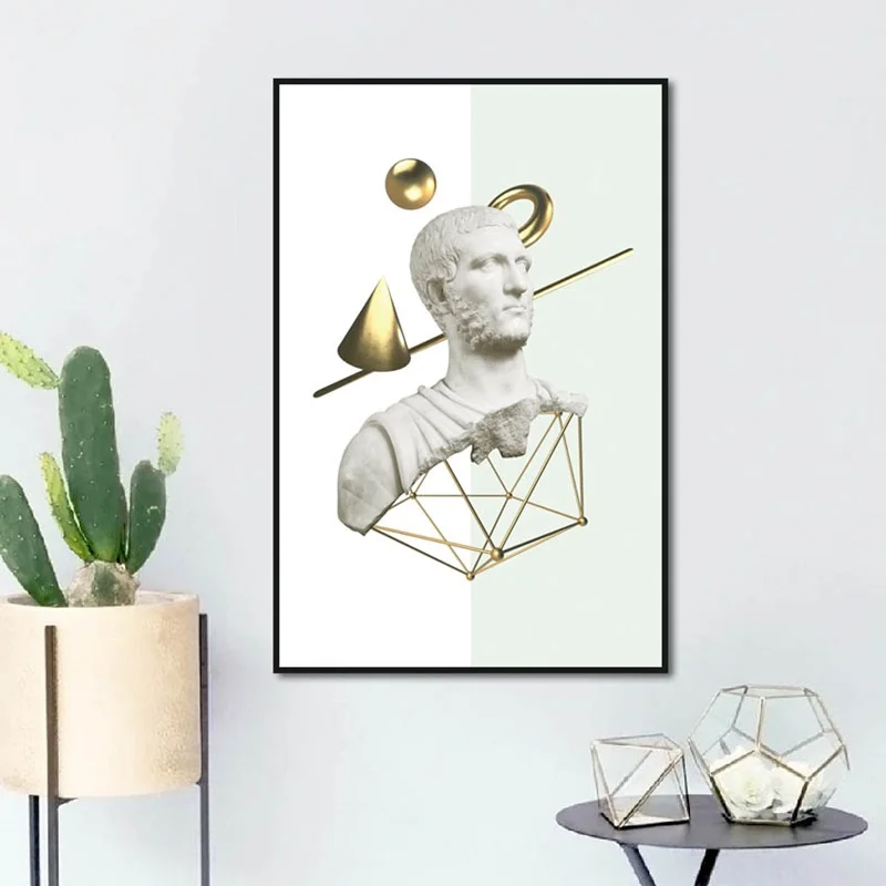 

Sculpture Golden Art Style Wall Art Canvas Painting Nordic Style Modular Print Living Room Bedroom Decor