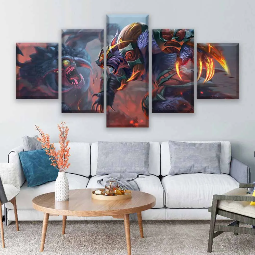 Home Decor Canvas Wall Art Picture For Living Room Modern 5 Panel DotA 2 Shadow Fiend Game Poster H