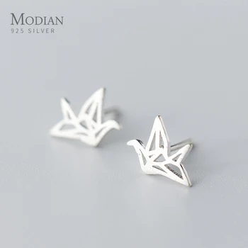 

Modian Line Thousand Paper Cranes Stud Earrings for Women 925 Sterling Silver Cute Simple Trendy Statement Jewelry Oorbellen