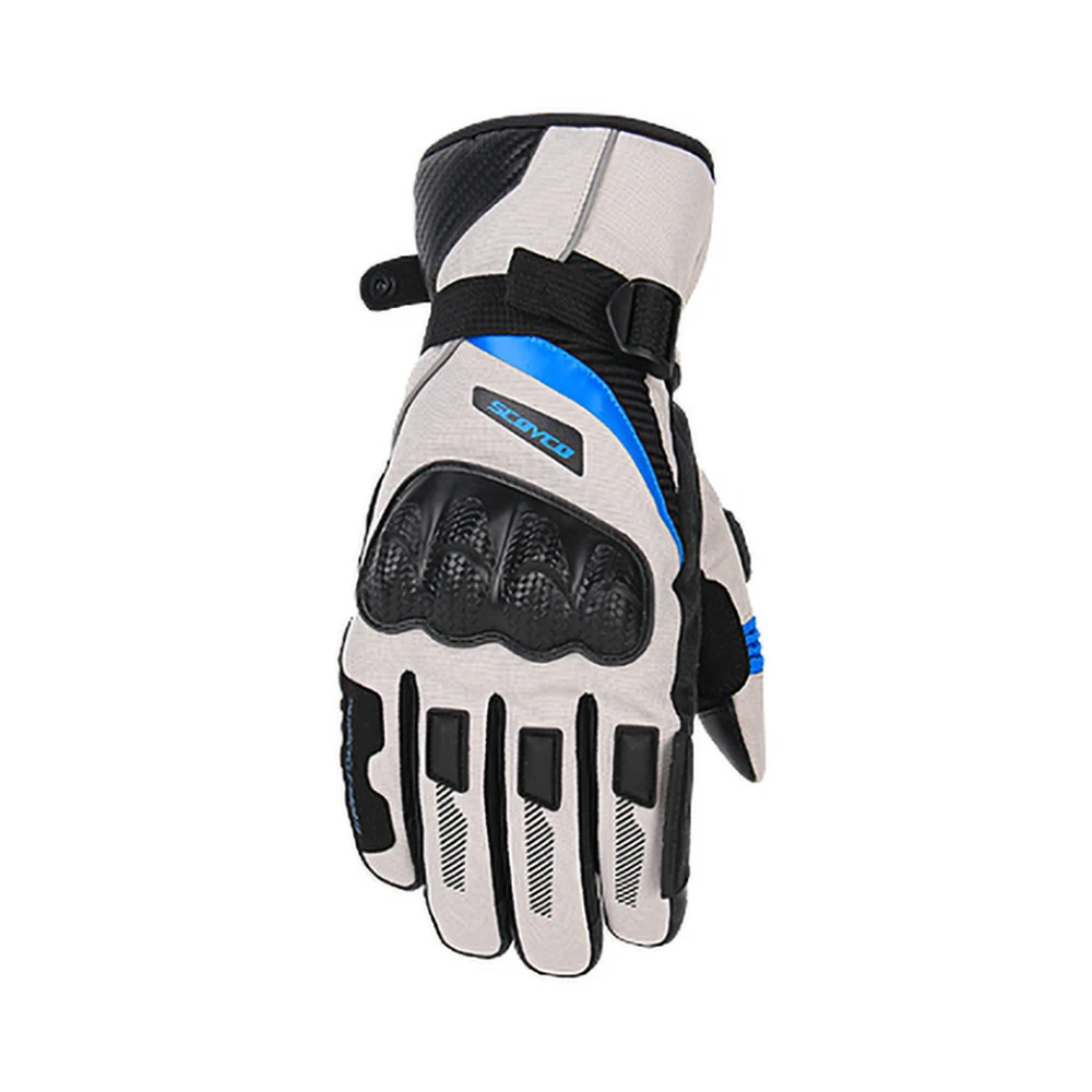 SCOYCO, зимние мотоциклетные перчатки,, водонепроницаемые, сенсорный экран, теплые, мото перчатки, мужские, защитные, мото, Luvas Guantes, перчатки для мотокросса - Цвет: MC83 Blue