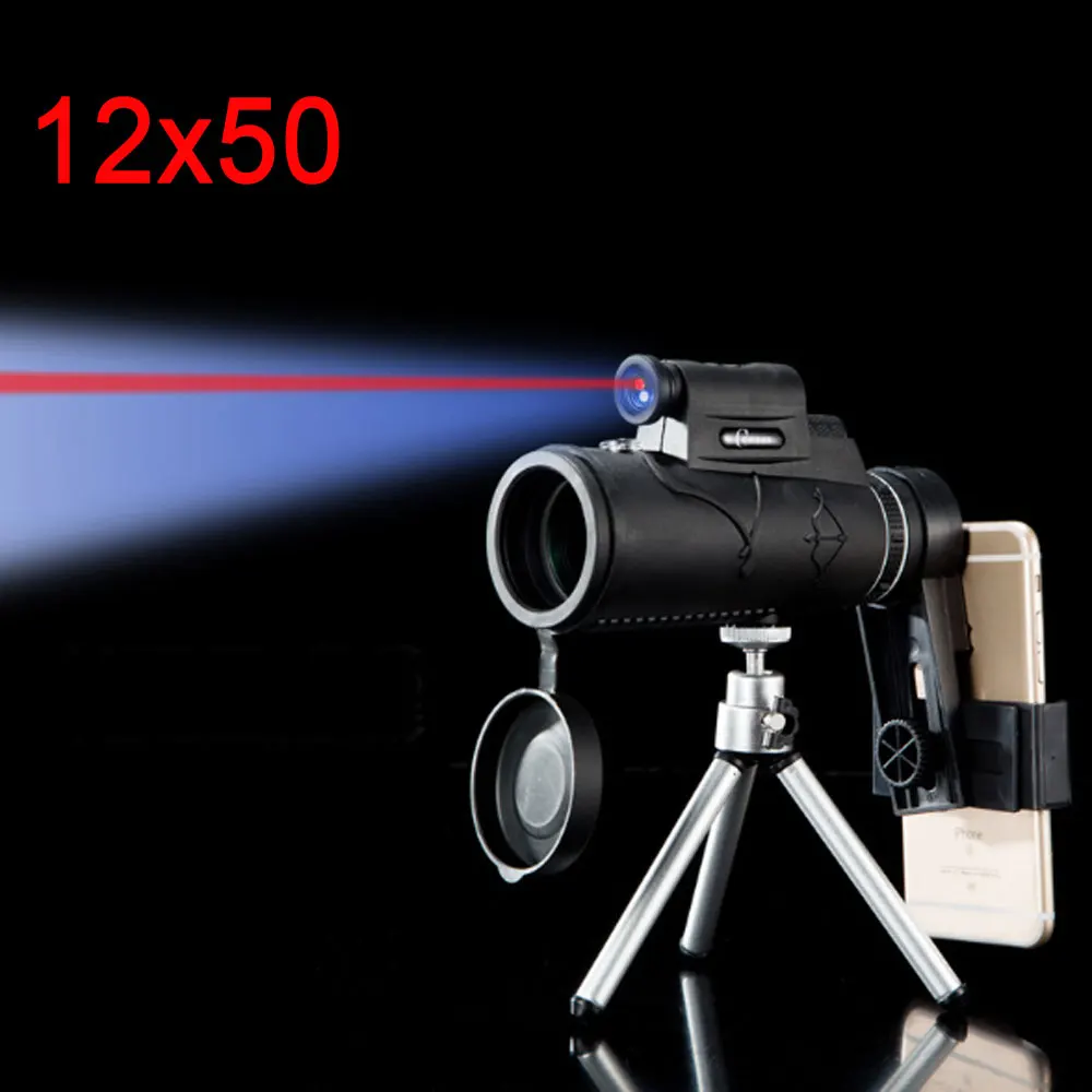 

Monocular 12X50 Telescope BAK4 Prism Night Vision Laser Light Pointer outdoor Hunting camping zoom optical HD lens telescope