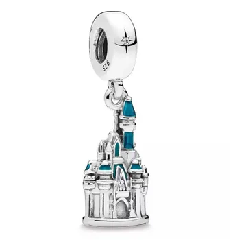 

Authentic 925 Sterling Silver Baeds Cinderella Castle Walt Diney World Charm Fit Pandora Women Bracelet & Necklace Diy Jewelry
