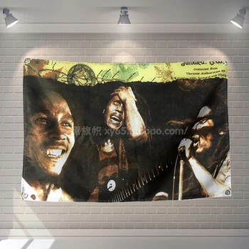 

"BOB MARLEY Jamaica Reggae" Rock Band Hanging Art Waterproof Cloth Polyester Fabric 56X36 inches Flags banner Bar Cafe Decor