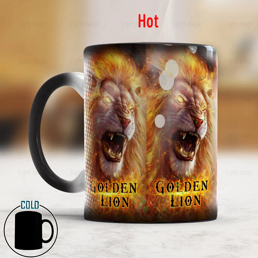 

Golden Lion The Kind of Animals Mug 11oz Ceramic Color Changing Coffee Mug Animal Lovers Gift Cup Zoo Worker Birthday Gift Mugs