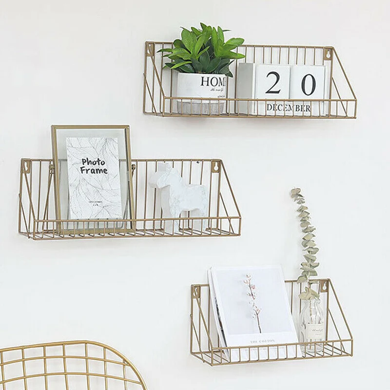 Industrial Metal Shelves Wire Floating Space Saving Wall Mounted Shelf Multi-function  Rooms Home Office/Study Storage Rack