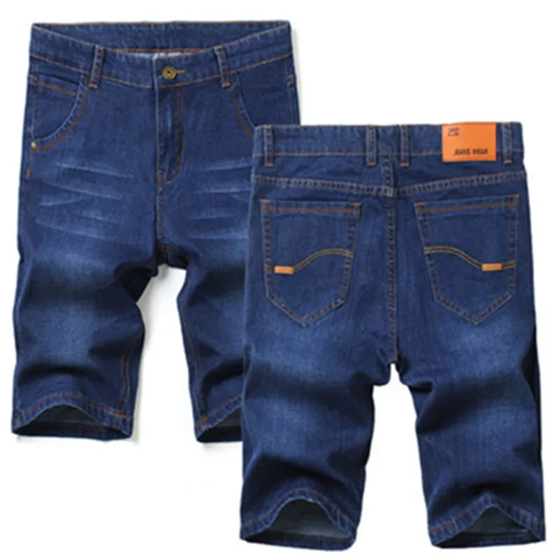 DK21Navy blue Джинсовые шорты мужские высокого качества хлопок Мода Повседневная приталенная однотонная цвет прямые короткие джинсы для мужчин джинсовые летние Брендовые мужские шорты - Цвет: DK21Navy blue