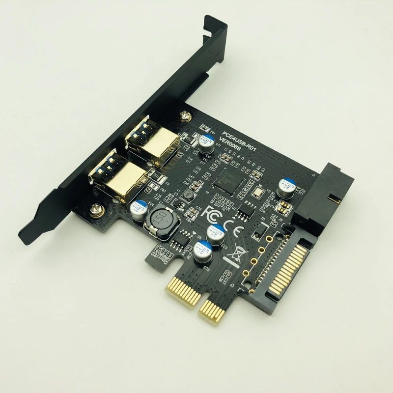 Супер Скорость USB 3,0 PCI-E 2 Порты и разъёмы PCI Express карты расширения 19-Pin Мощность разъем для настольных ПК PCI Express USB 3,0 карты, Новинка