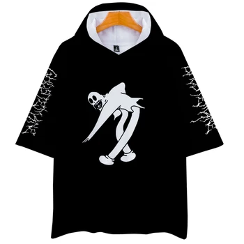 

WAMNI ghostemane mercury cropped hoodie Men/Women 3D hip hop short-sleeved Hoodie Sweatshirt ghostemane logo Harajuku Streetwear