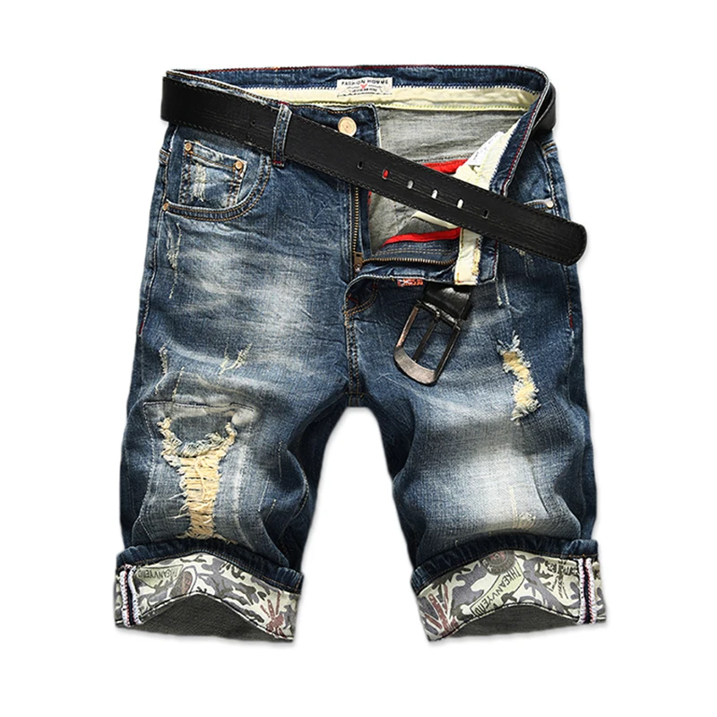

2020 New Brand Fashion Summer Jeans Shorts Men Ripped Short Jeans Bermuda Cotton Denim Shorts Male Breathable Mens Clothing