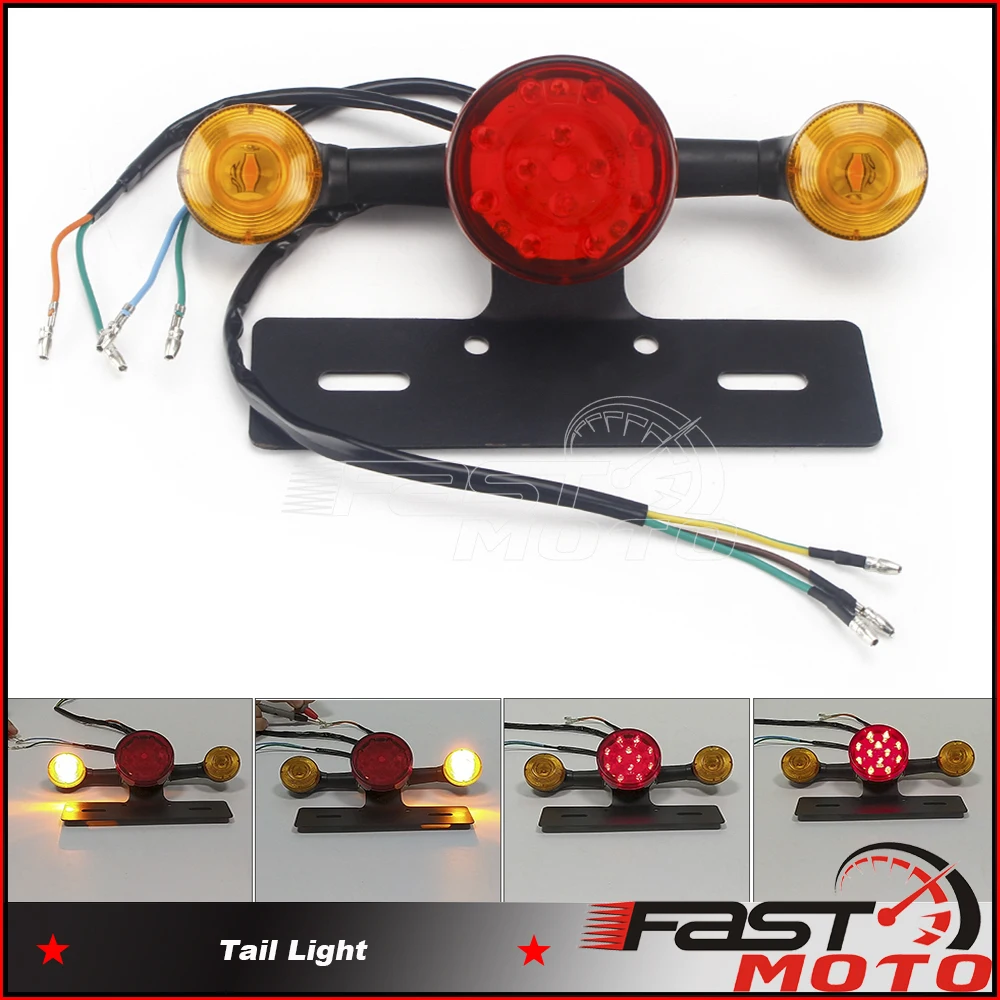 

Motorcycle LED Tail Lamp Turn Signal Light Number License Plate Bracket Rear Brake Lighting Indicator For Cafe Racer ATV Chopper