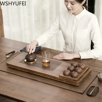 

New style Drawer type Bamboo tea set tray Drainage water storage Dual-use tea tray Household tea set accessories WSHYUFEI