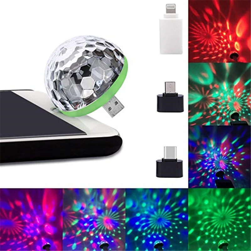 Mini Disco Light USB Port Colorful Stage Lights Disco Lights Self-propelled Crystal Magic Ball Stage Lights Crystal Lantern