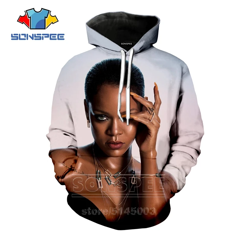 Rihanna толстовки осень для мужчин женщин толстовка 3D принт сексуальная певица с длинным рукавом хип хоп Уличная Топы пуловер с круглым вырезом C059-11