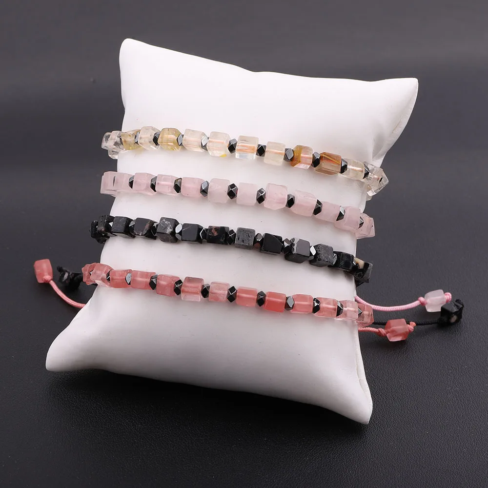 JARAVVI New Cute Design 4mm Cube Shape Natural Stone Beads Macrame Bracelet Women Jewelry Gift - Image 6