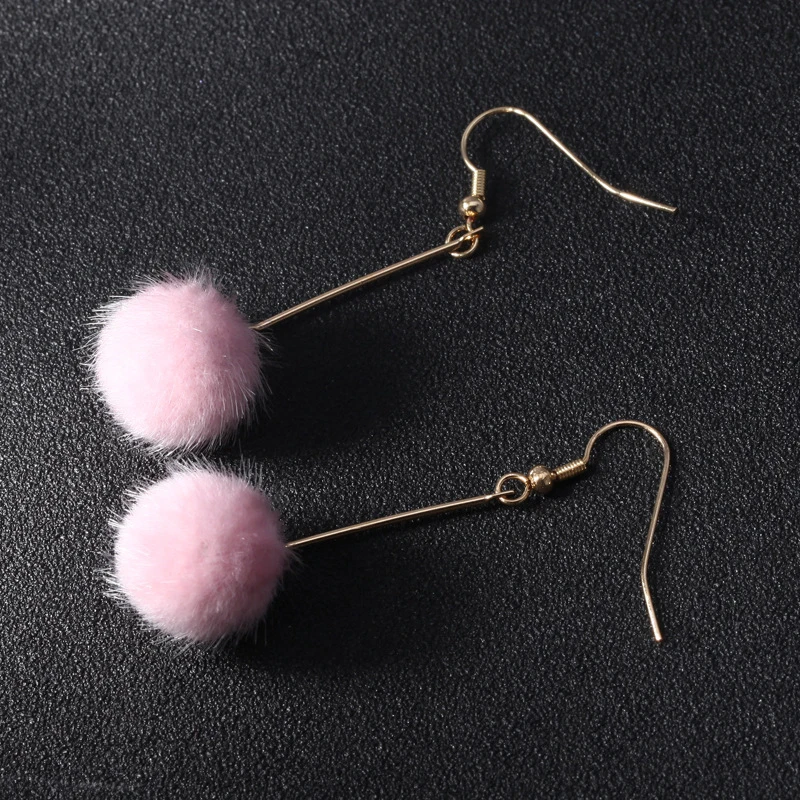 Color Cute woolly ball asymmetry simple pearl earings fashion jewelry