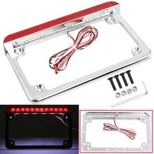 Motorcycle LED License Plate Frame With LED Tail Light License Holder Light Universal For Harley Cafe Racer Custom