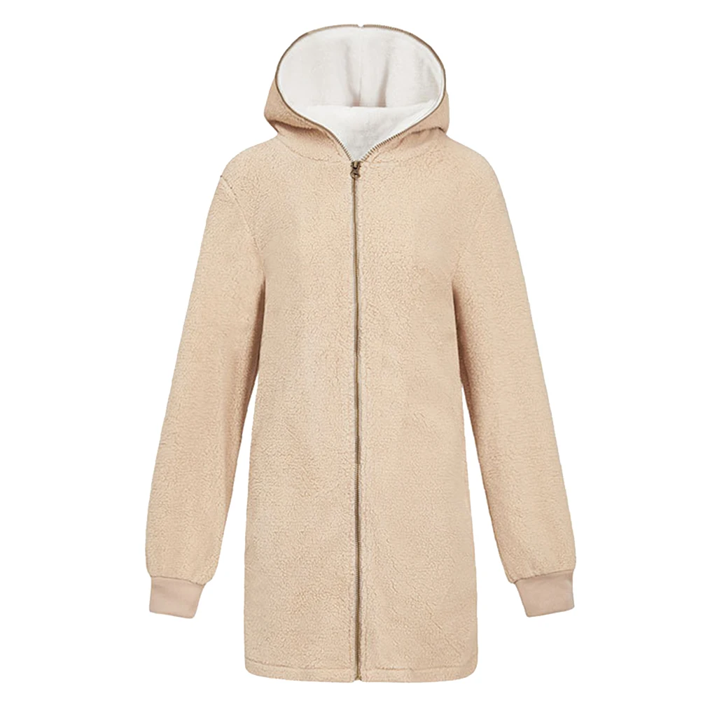 Women's Warm Oversized Fleece Coat Hoodie Hoodie Jacket Zip Hoodie,Beige