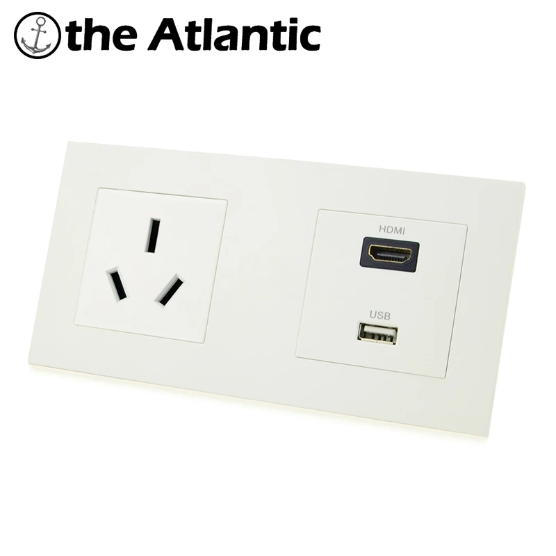 

Atlectric AU Australia Plug Socket HDMI HD USB Charging Port TV Port Socket Wall Power Double Socket Electrical Outlet