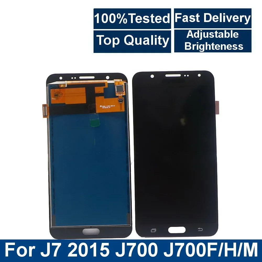 

100% Tested For Samsung Galaxy J7 2015 J700 J700F J700M LCD Display Touch Screen Digitizer Assembly With Adjustable Brightness