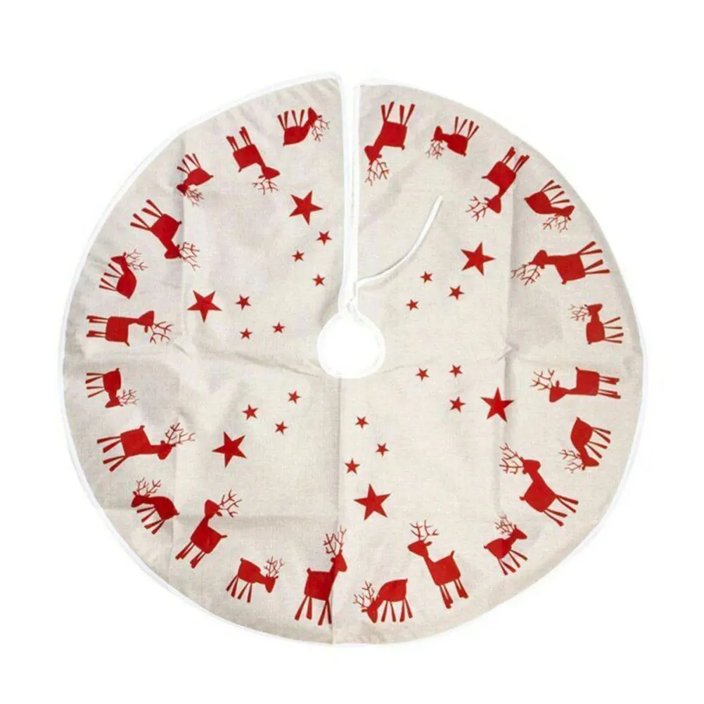

100 Cm Round Holiday Folding Cloth Fabric Elk Christmas Protective Printing Festival Decorative Stylish Home Tree Skirt