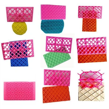 

9Pcs/Sets Diamond Sugarpaste Gum Icing Baking Quilt Fondant Cake Raft Equipment Tool Embosser Cutter Icing Embosser Mould