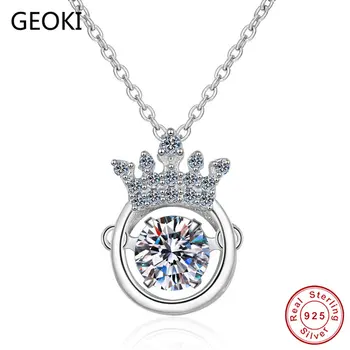 

Geoki 925 Sterling Silver Passed Diamond Test 0.5 ct 5mm Round Perfect Cut Good Quality Moissanite Pendant Necklace for Women