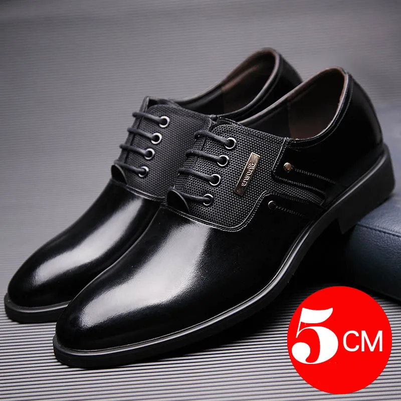 Increase black Misalwa Men Charming Formal Shoes Christmas Party Dress Shoes Height Increasing Elegant Office Groom Oxfords Elevator Shoe 36-47 - Цвет: Increase black
