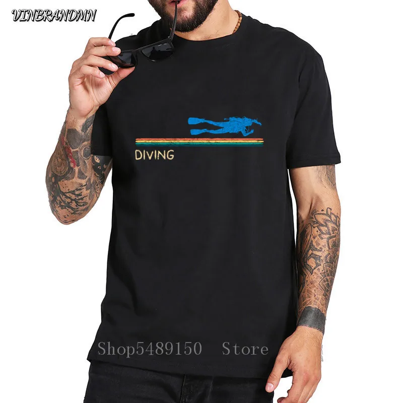 

Popular Cool Organic Cotton Deep Sea Diving T-Shirt Hipster Scuba Dive T Shirt Classic Man Top Tshirt New Funny Diver Streetwear