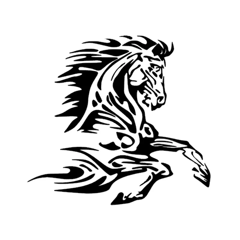 Car Sticker Fashion Flame Horse Decoration PVC Model Decal Cover Scratch Black/white 17cm*15cm | Автомобили и мотоциклы