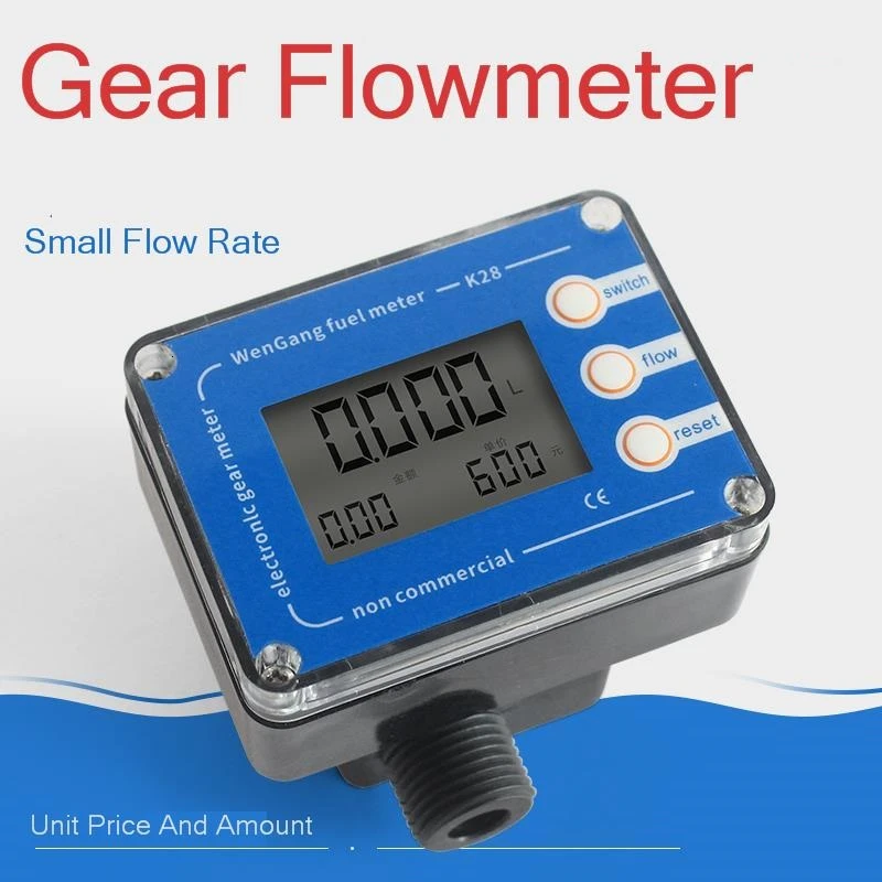 High Viscosity Liquid Flow Meter Digital Fuel Flow Meter - 1/2 Inch LCD Display For Diesel, Gasoline, Kerosene & Oil Aluminum Alloy Flow Sensor
