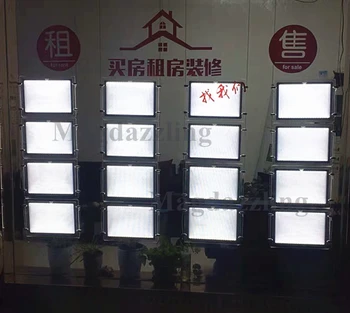 

16PCS A3 Landscape Double Sided Estate Agent Acrylic Frame LED Light Panel Cable Display Window Systems for Realtor,Property