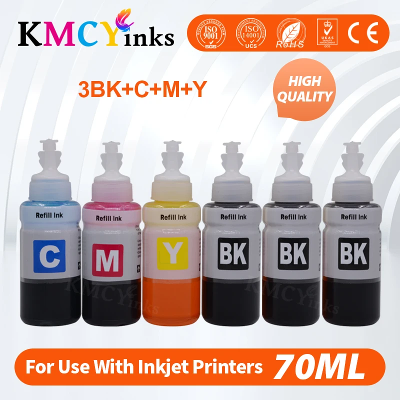 Чернила для принтера kmcyink Epson L120 L132 L210 L310 L365 L380 L382 L486 L550 L800 L805 L1300 L1455 ET-2500 ET-2650 ET-16500 |