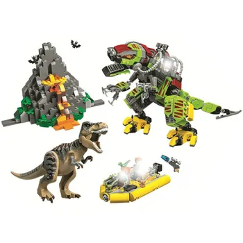 

11337 740pcs Jurassic Dinosaur T-rex Vs Mech Battle Building Blocks Compatible With Lepining 75938 Bricks Toys For Children