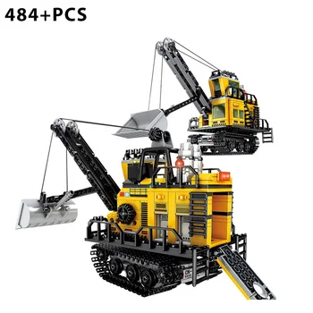 

Movie City Engineering Mining Machinery 484PCS technic Forklift Building Blocks children toy Excavator Truck Car figures