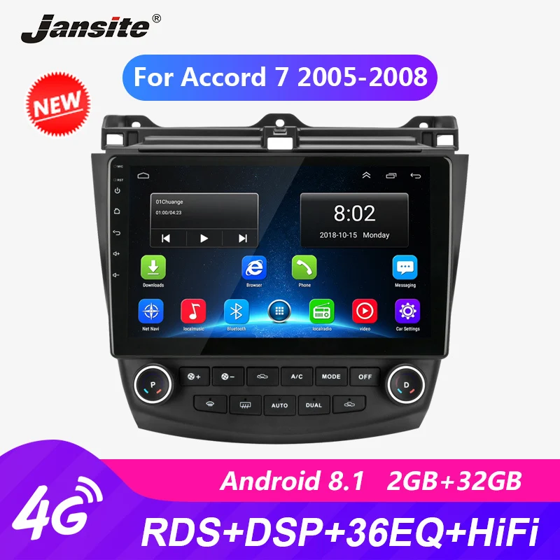 

Jansite RDS 10" 4G Wifi Car Radio For Honda Accord 7 2005-2008 autoradio Android Touch screen GPS Mirror-link Multimedia Players