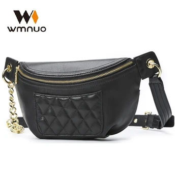 

Wmnuo Brand Women Bags Chain Genuine Leather Half Moon Messenger Bag Shoulder Bag Female Large Capacity Zipper Waist Packs Hot