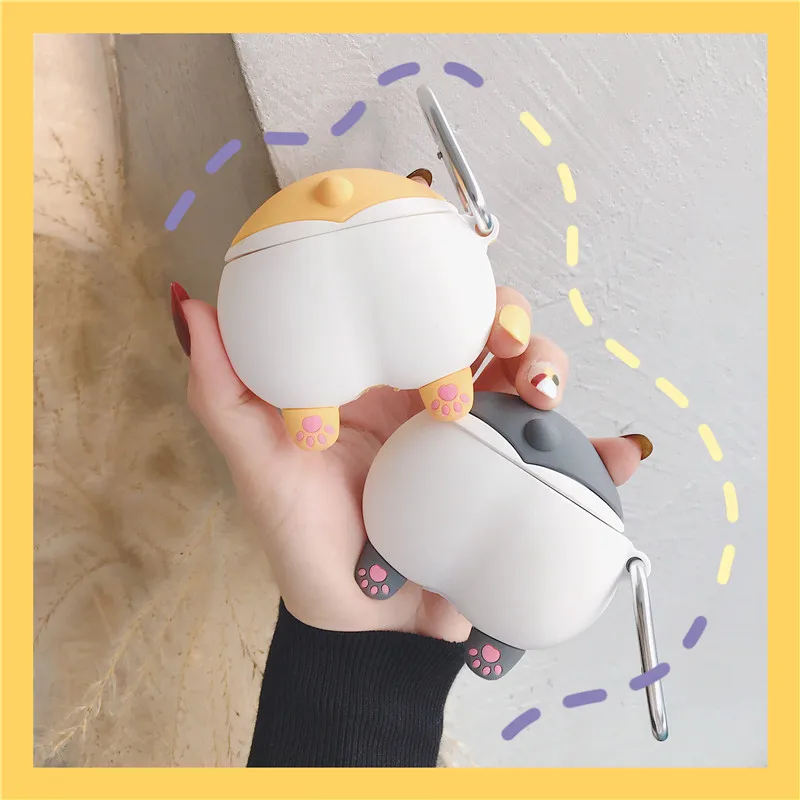 Симпатичная задняя крышка Corgi для Airpods силиконовая Air Pod Забавный чехол Apple 2