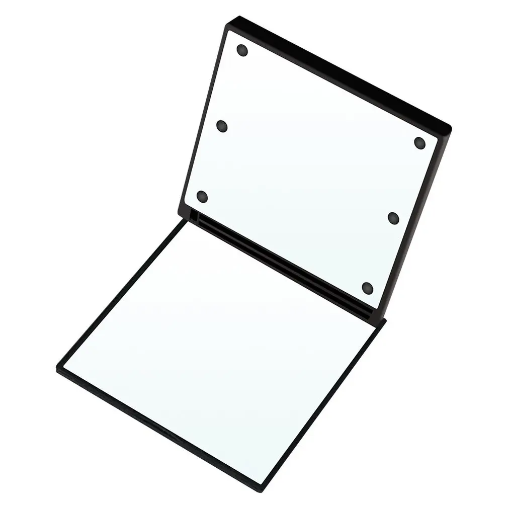 Квадратное косметическое зеркало с двухсторонней подсветкой складное прочное 6