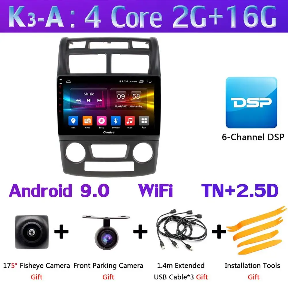 360 ° 4 × камера Android 9,0 8Core 4G+ 64G gps радио CarPlay SPDIF DSP автомобильный DVD мультимедийный плеер для Kia Sportage 2 JE KM 2007-2013 - Цвет: K3-A